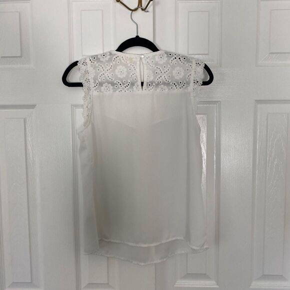Monteau Coquette White Lace Neck Tank Top L - Picture 7 of 7